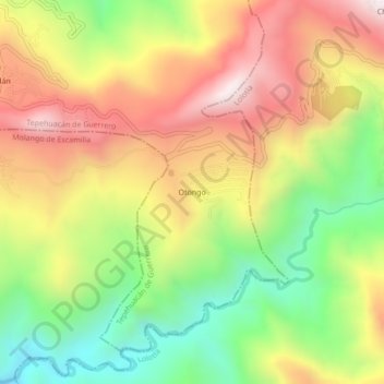 Mapa topográfico Otongo, altitud, relieve