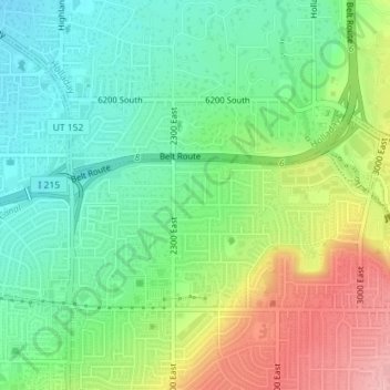 Mapa topográfico Bellwood Acres, altitud, relieve