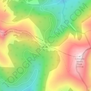 Mapa topográfico Berthoud Pass, altitud, relieve