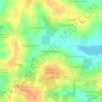 Mapa topográfico Nagamangala, altitud, relieve