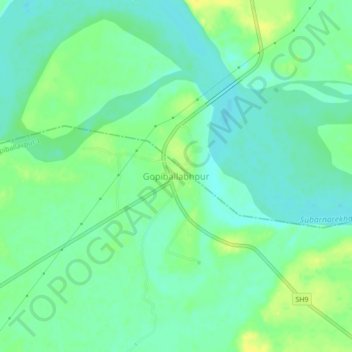 Mapa topográfico Gopiballabhpur, altitud, relieve
