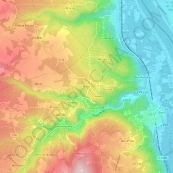 Mapa topográfico Martel, altitud, relieve
