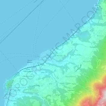 Mapa topográfico Nuvolina, altitud, relieve