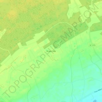 Mapa topográfico Brown Bay, altitud, relieve