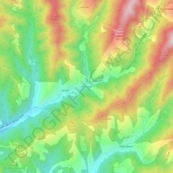 Mapa topográfico Renzetti, altitud, relieve