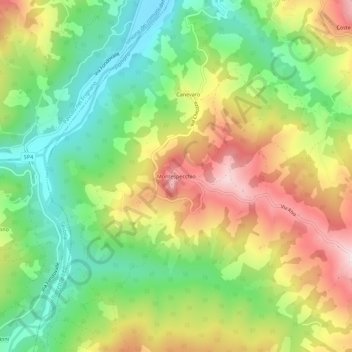 Mapa topográfico Montespecchio, altitud, relieve