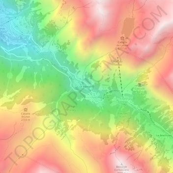 Mapa topográfico Le Plamproz, altitud, relieve