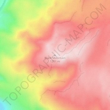 Mapa topográfico Black Mountain, altitud, relieve