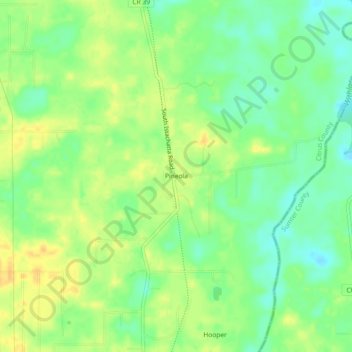 Mapa topográfico Pineola, altitud, relieve