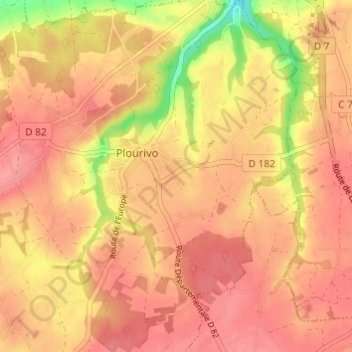 Mapa topográfico Traou Stang, altitud, relieve