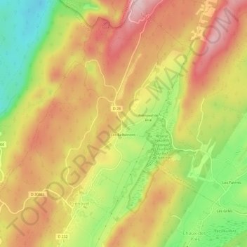 Mapa topográfico Les Belbenoits, altitud, relieve