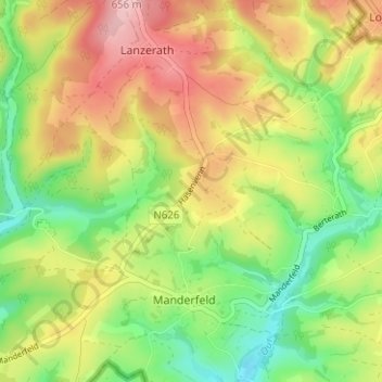Mapa topográfico Hasenvenn, altitud, relieve