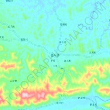 Mapa topográfico 连州镇, altitud, relieve
