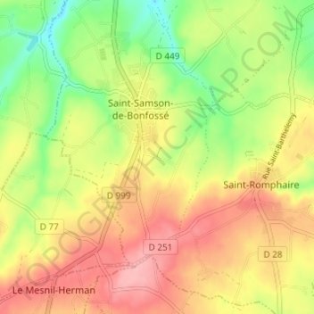 Mapa topográfico Village de la Pasquerie, altitud, relieve
