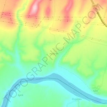 Mapa topográfico Akdere, altitud, relieve