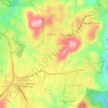 Mapa topográfico El Pajón, altitud, relieve