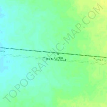 Mapa topográfico Curtin, altitud, relieve