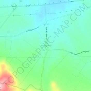 Mapa topográfico Montegrosso, altitud, relieve