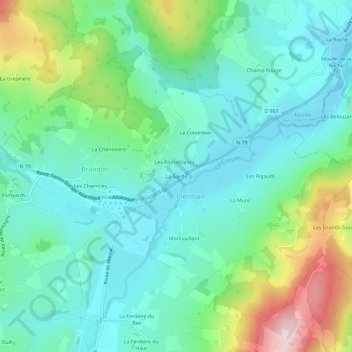 Mapa topográfico La Garde, altitud, relieve