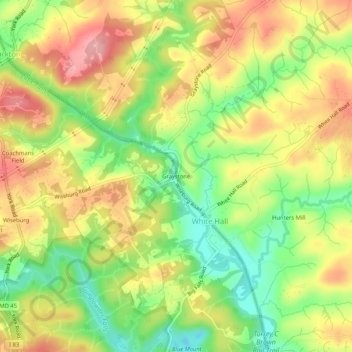 Mapa topográfico Graystone, altitud, relieve