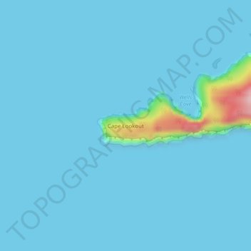 Mapa topográfico Cape Lookout, altitud, relieve