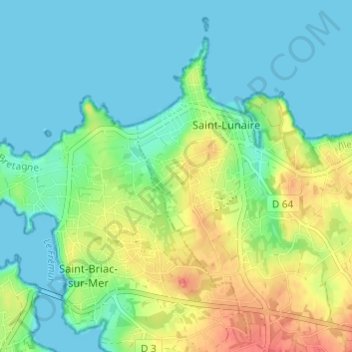 Mapa topográfico La Ville-Even, altitud, relieve