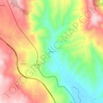 Mapa topográfico Infesta, altitud, relieve