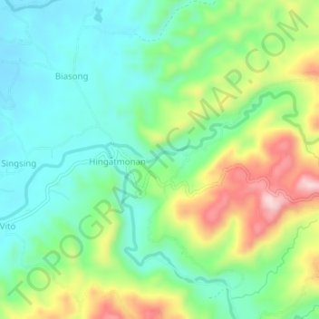 Mapa topográfico Hingatmonan, altitud, relieve