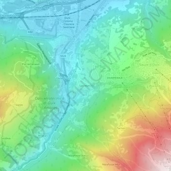 Mapa topográfico San Marco, altitud, relieve
