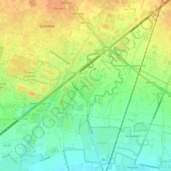 Mapa topográfico Sabbio, altitud, relieve