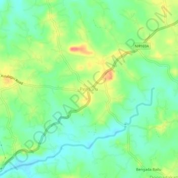 Mapa topográfico Perdoor, altitud, relieve
