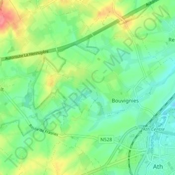 Mapa topográfico Marais, altitud, relieve