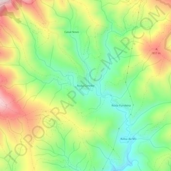 Mapa topográfico Roda Cimeira, altitud, relieve