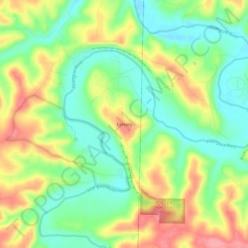 Mapa topográfico Corkery, altitud, relieve