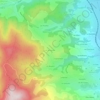 Mapa topográfico Les Servajeans, altitud, relieve