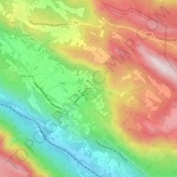 Mapa topográfico San Pio, altitud, relieve