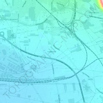 Mapa topográfico Calabricito, altitud, relieve