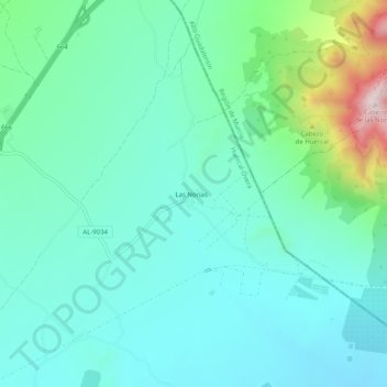 Mapa topográfico Las Norias, altitud, relieve