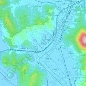 Mapa topográfico Filettole, altitud, relieve