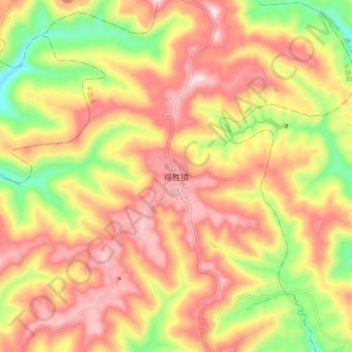 Mapa topográfico 得胜镇, altitud, relieve