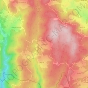 Mapa topográfico La Fessille, altitud, relieve