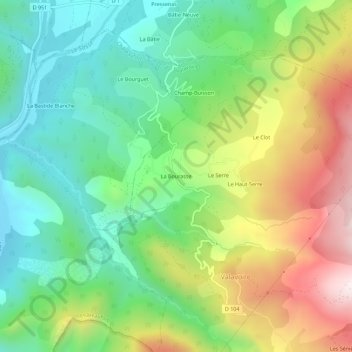 Mapa topográfico La Bourasse, altitud, relieve