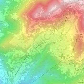 Mapa topográfico Chesières, altitud, relieve