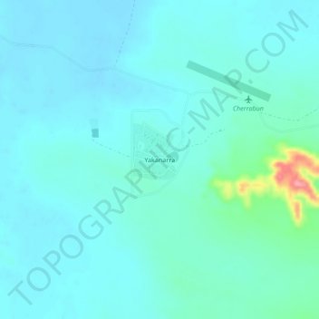 Mapa topográfico Yakanarra, altitud, relieve