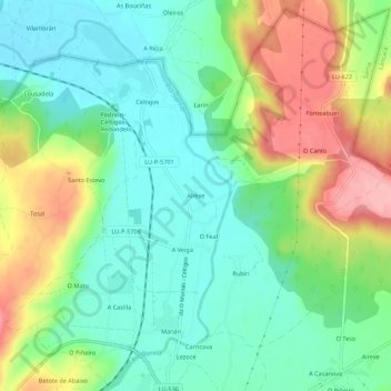 Mapa topográfico Airexe, altitud, relieve