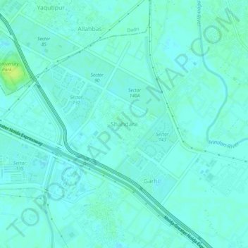 Mapa topográfico Shahdara, altitud, relieve