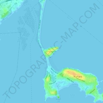 Mapa topográfico Little Nahant, altitud, relieve
