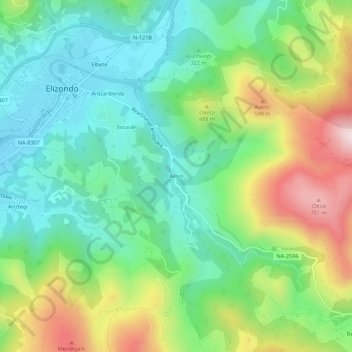 Mapa topográfico Berro, altitud, relieve