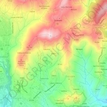 Mapa topográfico Vaglio, altitud, relieve