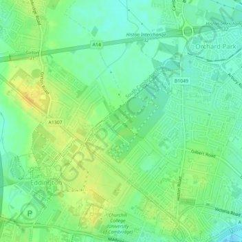 Mapa topográfico Darwin Green, altitud, relieve